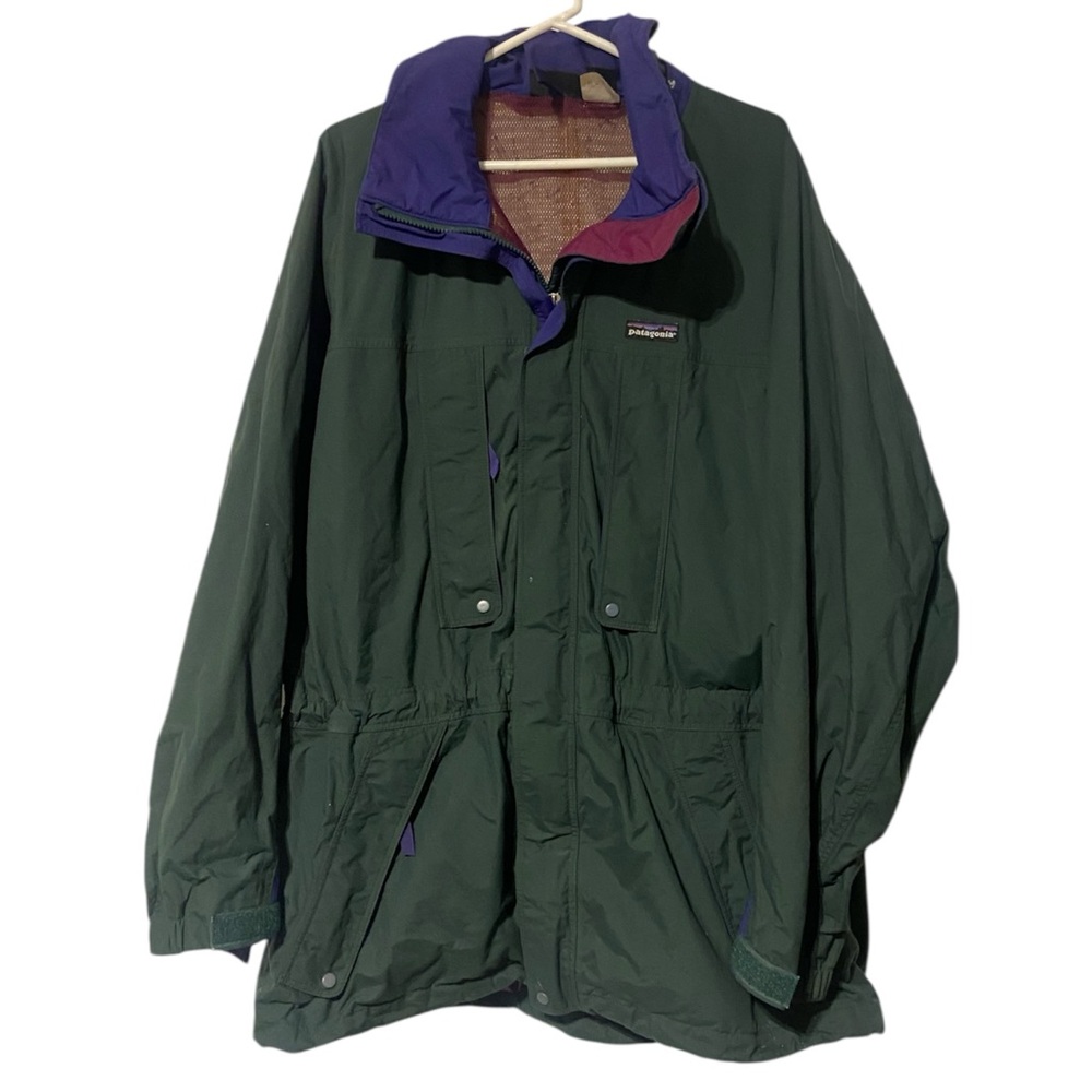 Patagonia Women’s Vintage Green Rain Parka Coat Jacket Size Large